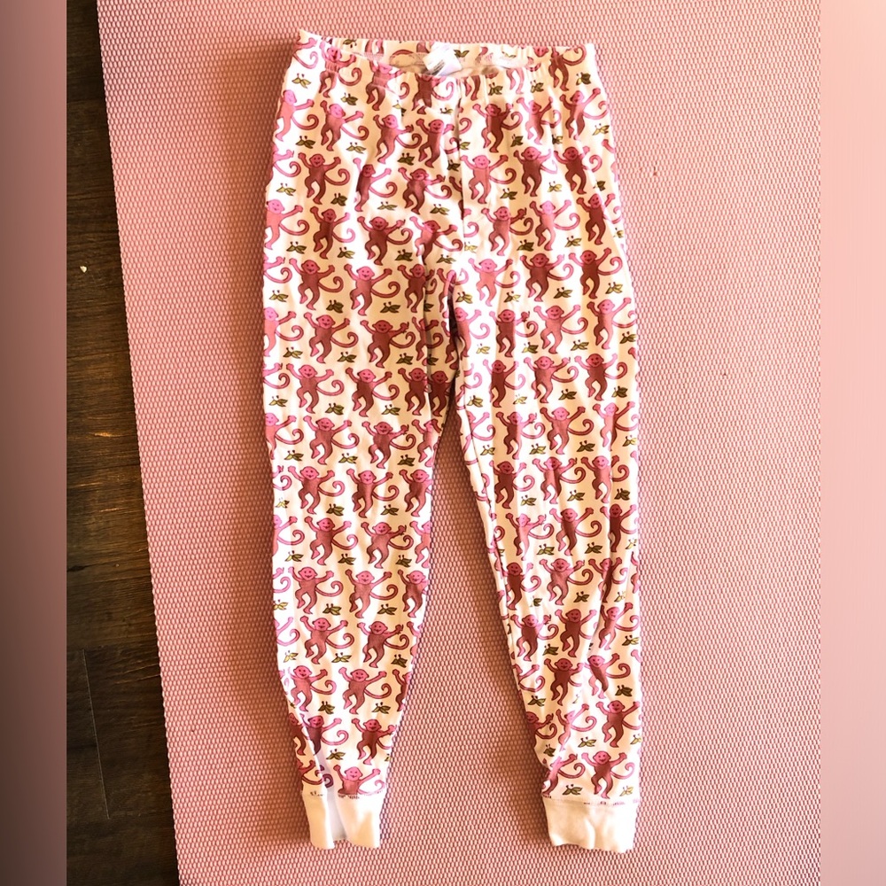 Roller Rabbit Pink and White Monkey Pajama Bottoms